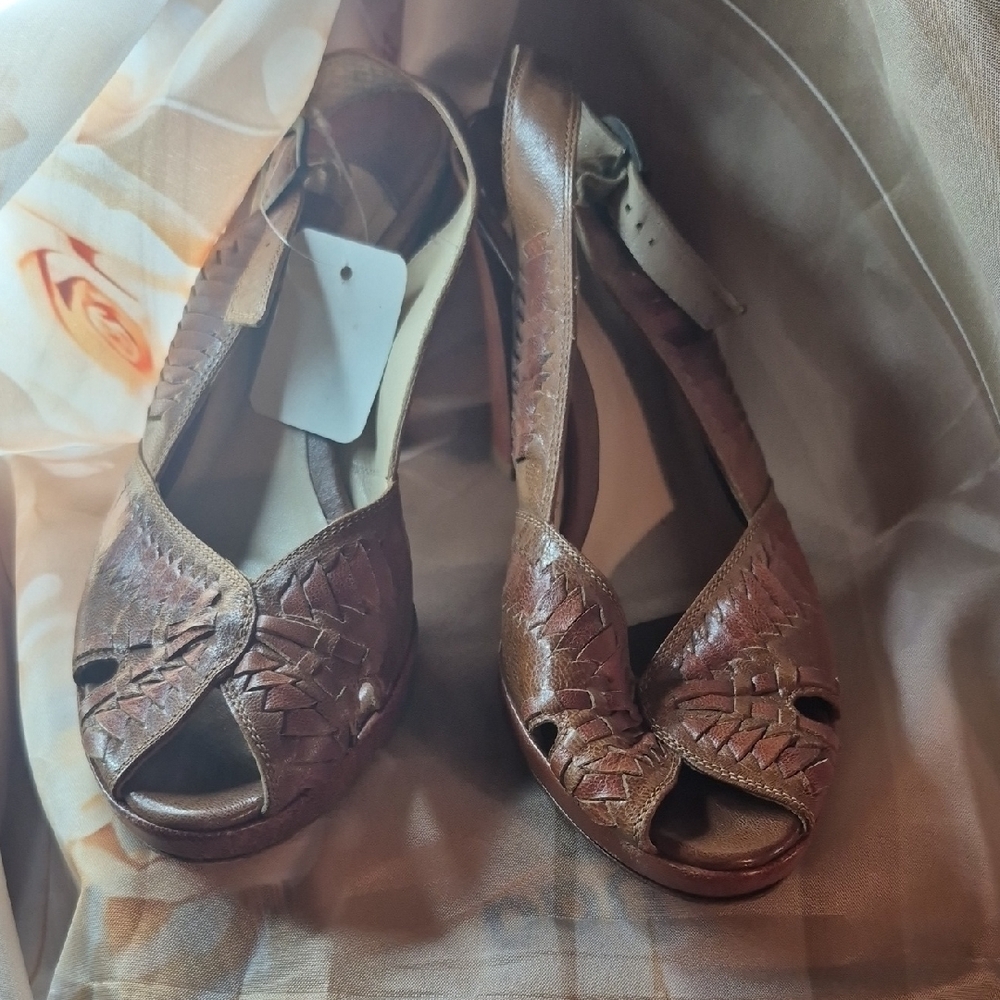 Cole Haan Brown Woven Sandals